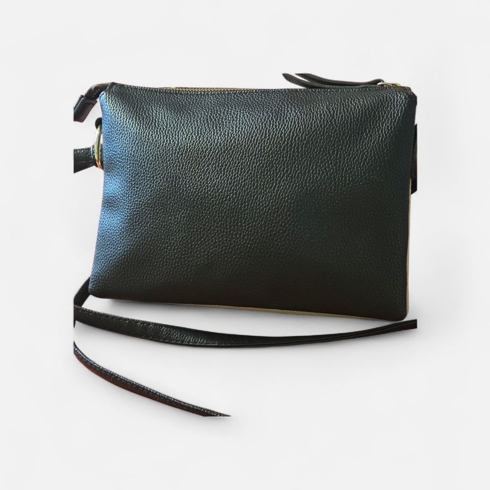 Time & Tru Faux Snakeskin Pattern Crossbody Bag 3 Compartments Zipper Closure - Picture 5 of 12
